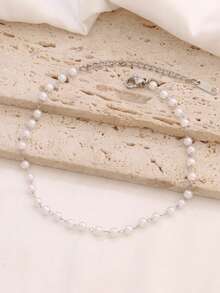 1pc Simple White Faux Pearl Chain Anklet For Women Fashion Stainless Steel Ankle Bracelet On Leg Foot Beach Jewelry Gift - Anklets - View 21