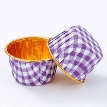 LIFETALK 50个金色镶边圆形纸杯蛋糕衬垫，一次性耐热烘焙松饼杯 - 彩色 - 查看 24