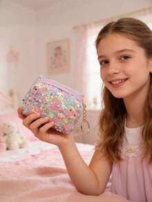 Sequin Coin Purse - 1pc Mini Wallet Small Storage Bag Change Purse - Multicolor - View 6