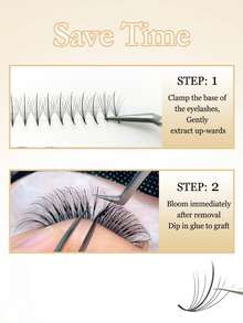 1 Box 240 Cluster False Eyelashes, Wispy Spike Premade Fans, Pointy Base, 10D, Thickness 0.07mm, C/D Curl, 8-15mm/Mixed Length, Soft And Lightweight False Eyelashes Suitable For Beginners, With 10pcs Eye Pads, 10pcs Eyelash Brushes, 10pcs Adjustment Rods, 10pcs Glue Cups - Black - View 5