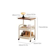 3 Tier Rolling Cart, Metal Utility Cart With Wooden Table Top & Storage Rack, Side Table With Storage,Rolling Carts, Versatile Floor-Standing Shelf With 4 Heavy-Duty 360° Swivel Casters,Storage Cart  For Kitchen, Bathroom, Office - White - View 5