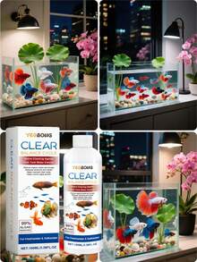 Fish Tank Water Clarifier: Cleans Fish Tank Stains And Sludge, Makes Water Clear, And Controls Algae Growth. Aquarium Water Clarifier: Cleans Waste, Sludge, And Algae Growth, Keeps The Water Clean. Aquarium Water Clarifier That Cleans Stains And Sludge From The Fish Tank, Making The Water Clear And Controlling Algae Growth. - Multicolor - View 2