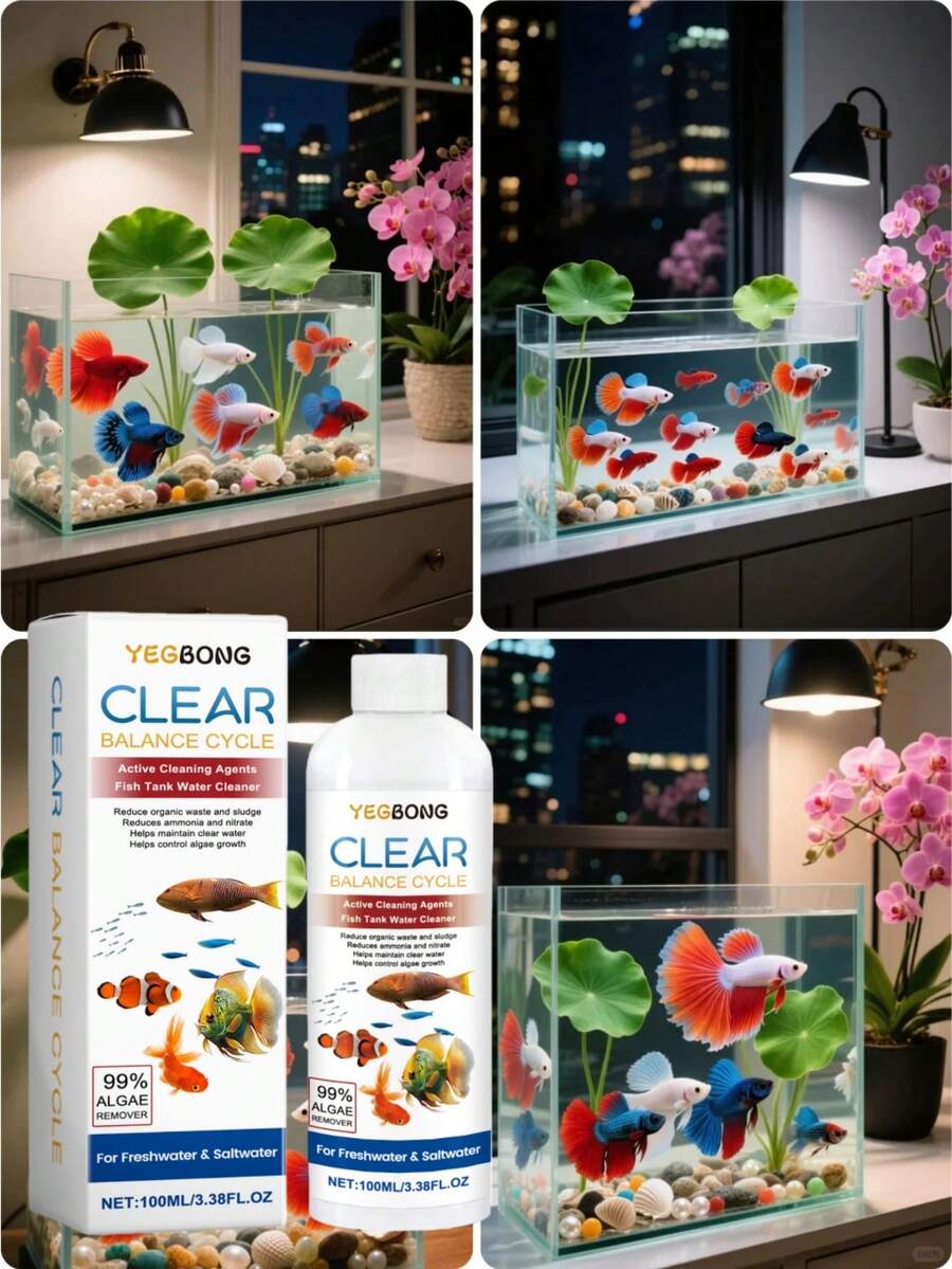 Fish Tank Water Clarifier: Cleans Fish Tank Stains And Sludge, Makes Water Clear, And Controls Algae Growth. Aquarium Water Clarifier: Cleans Waste, Sludge, And Algae Growth, Keeps The Water Clean. Aquarium Water Clarifier That Cleans Stains And Sludge From The Fish Tank, Making The Water Clear And Controlling Algae Growth. - Multicolor - View 1