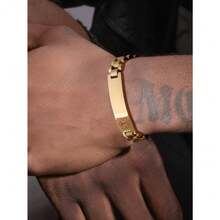 1pc Personalized Minimalist Laser Engraved Medical Symbol Text Stainless Steel Bracelet For Men, Father, Mother Gift - Multicolor - View 5