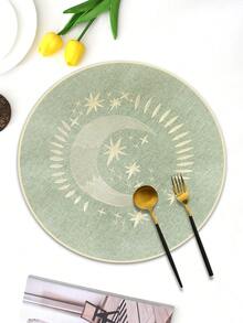 1/2/4件装刺绣布艺节日餐垫，适合婚礼宴会餐桌装饰，简约优雅的欧式风格布艺桌布，星月图案餐垫 - 彩色 - 查看 10