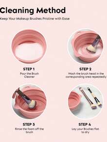 1pc Silicone Makeup Brush Cleaning Mat, Foldable Beauty Sponge Cleansing Pad And Scrubber, Portable Travel Makeup Brush Cleaner, Gift For Girls And Women - Multicolor - View 5