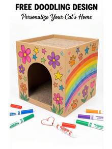 DIY Paintable Cat Scratching Board Double-Layer Cat House & Cat Villa Suitable For All Seasons - 32cm*32cm*32cm - View 5