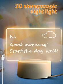 1 st USB-driven fyrkantig anslagstavla med 3D-nattlampa, akryl LED-belyst skrivtavla, fyrkantig LED-skrivbordslampa - 3D-nattlampa för anslagstavla - Visa 2