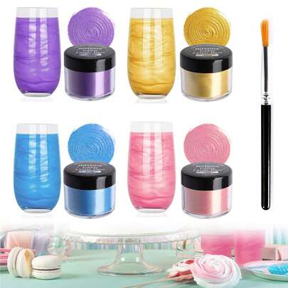 Edible Glitter With Brush - Food Sparkle Dust Powder For Baking, Cake Decorating, Desserts, Chocolate