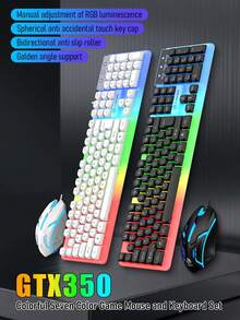 LIMEIDE GTX350 Wired Backlit Keyboard And Mouse Set | USB Mechanical Feel, Wired 7-Color Backlit Gaming Keyboard Suitable For Office, Home, And Esports - Multicolor - View 1