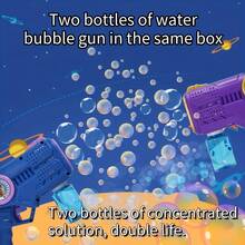 Kids' Bubble Gun, Includes 3 Refill Bottles And AA Batteries, Suitable For Children Aged 3 And 4-8. A Party Favor, Summer Toy, Outdoor Activity, Easter Gift, Or Birthday Present. - 1 Purple Item (Refill Solution *2 + AA Batteries) - View 6