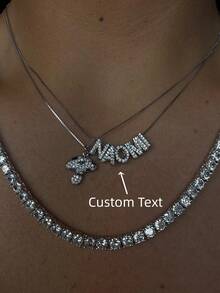 1 chiếc vòng cổ chữ cái mạ vàng đính đá Cubic Zirconia tối giản, vòng cổ tên chữ cái đơn giản tùy chỉnh, vòng cổ mặt dây chuyền MAMA cá nhân hóa bằng thép không gỉ, thời trang, mùa thu, tối giản, giản dị, kiểu đồng xu cổ điển tùy chỉnh, món quà độc đáo dành cho bạn gái, mẹ, gia đình, bạn bè, con gái, kỷ niệm, Ngày Valentine, Ngày của Mẹ, sinh nhật, tốt nghiệp, đeo hàng ngày, đám cưới, tiệc tùng. - Bạc - Xem 3