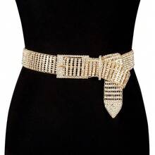 Barry.Wang Rhinestone Belts For Women Silver Gold Bling Belt Diamond Crystal Studded For Jeans Dress Bridesmaid Bridal Ladies - GoldShinng腰鍊免費贈品 - 查看 4