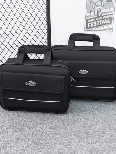 1pc Black Laptop Bag, Fashionable Large Capacity Minimalist Business Briefcase