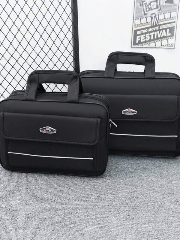 1 pieza Bolso para laptop negro, maletín de negocios minimalista de gran capacidad y de moda