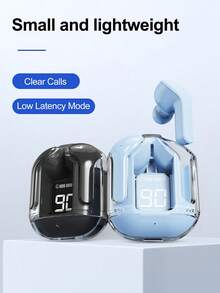 1副透明TWS无线蓝牙耳机，立体声无线耳塞，LED电量显示，Type-C充电盒兼容所有智能手机，适用于游戏、音乐、户外/商务活动，成人适用，电容式麦克风，150mAh可充电电池，锂离子聚合物电池 - 均碼 - 查看 4