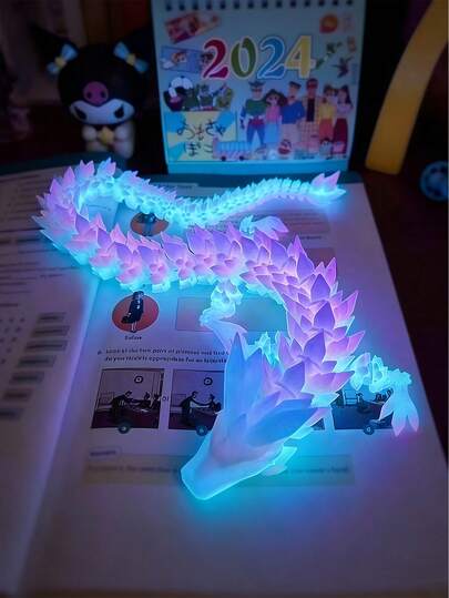 30cm Large 3D Printed Dragon Model, Dragon Decor, Desktop Ornament, Christmas, Valentine's Day, Easter Gift, 3D Model, Movable Dragon, Large 3D Printed Dragon, 3D Printed Crystal Dragon, 3D Printed Dragon With Egg, Crystal Ornament