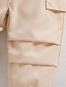 2pcs Toddler Boys Cartoon Bear Print Short Sleeve Top + Casual Cargo Pants Set - Khaki - View 4