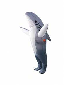 Halloween Inflatable Shark Costume, Fun Prop, Realistic & Cute For Team Building Party, Halloween, Christmas Gift, Masquerade Ball Inflatable Costume, Size Not Applicable - Grey - View 3