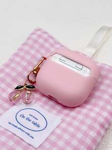 Customized (2 Pieces Set, Including Cherry Pendant Chain) Minimalist Frosted Macaron Solid Color Bluetooth Earphone Protective Case, Fashion Versatile, Compatible With Air Case Pods 1/2 3 New 4 Pro 3, Customized Letter Name - Pink - View 6