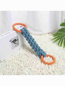 1pc Durable Braided Rope Dog Chew Toy, Suitable For Teething, Interactive Tug Of War Game Toy For Medium To Large Dogs - Multicolor - View 2