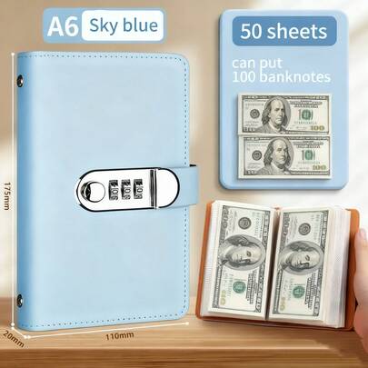 1个带透明钞票口袋的密码保护现金收纳钱包