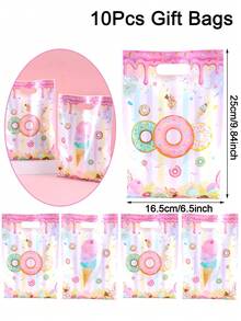 10/20/50个装甜甜圈主题礼品袋 - 带提手的甜美塑料礼品袋，生日派对用品，春夏礼品包装，婚礼礼品包装袋，新娘送礼会礼品袋 - 彩色 - 查看 15