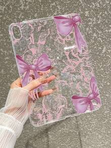 Bow-Knot Sweet Style Floral Bow Transparent Shockproof Aesthetic IPad Protective Case, Compatible With IPad 11th Generation, IPad A16, 10th Generation IPad And Other IPad Models - Clear - View 6