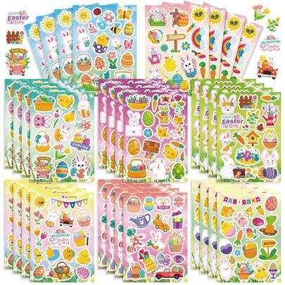 8/16/32pcs Easter Bunny & Egg Stickers, Colorful Happy Easter Decorations, Cute Stickers Suitable For Card Making, Scrapbooking, DIY Crafts, Easter Basket Fillers, Party Decorations, Gift Bags, School Classroom Activities