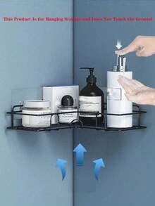 1pc Bathroom Shelf, Shower Caddy, Wall-Mounted Corner Storage Rack, Toothbrush Holder, Organizer Basket, Shower Rack, Kitchen Spice Rack, Suitable For Storing Shower Supplies, Cosmetics, Seasonings, Etc. For Kitchen, Bathroom, Vanity. Bathroom - Black - View 4