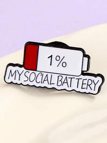 European & American Mood Convertible Brooch, Personalized Sliding Social Battery Metal Badge Women Jewelry Accessory Pin - Red - View 5