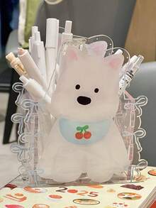 1个甜美精致的鱼板笔筒亚克力桌面收纳化妆品架学生文具架 - 彩色 - 查看 2