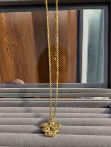 1件时尚优雅花朵吊坠项链，女士必备配饰 - 金色 - 查看 2