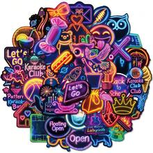 50pcs/Pack Cool Neon Lights Waterproof DIY Creative Stickers Toys, Laptop PC Computer Mobile Smartphones Phone Case Guitar Desktop Cup Travel Motorcycles Car Accessories Sticker - Multicolor - View 17