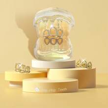 一套时尚锆石水滴格纹三合一牙套，男女通用，适合日常、节日、派对佩戴 - 彩色 - 查看 2