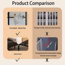 No Drill Pet Safety Fence - Portable Pet Isolation Net, No Drilling Installation, Space-Saving, Adjustable Height, Suitable For Dogs, Cats, And Other Pets, Ideal Choice For Pet Owners - Black Door Netting + - View 6