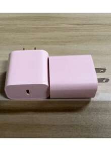 20W PD USB-C 墙式充电器，配备 6.6 英尺/3.3 英尺 USB-C 转 Type-C 数据线，兼容 17/16/15/Pro/Pro Max、Galaxy S25/S24/S23/S22/S21/S20/Ultra/Note 20/10，支持 20W PD 快充，粉色 - 美規A型插(110-127V) - 查看 12