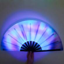 Large-Size Folding Fan - Dreamy Holographic Gradient / Visual Ripple / Kaleidoscope Art Print | Essential Vibe Tool For EDM Festivals, Raves & Parties | Portable Waterproof Folding Fan For Summer Outdoor Cooling | Must-Have Photo Prop For Girls' Streetwear Looks | Sturdy Fan Ribs, Durable & Easy To Open/Close | Multi-Functional Handheld Fan For Daily Commute, Music Festivals, Themed Parties & Travel Check-Ins,Women's Day,Travel Essentials,Wedding Favours,Y2k,Bedroom,Car Accessories Women,Kitchen Decor,Cute Stuff - Multicolor - View 7