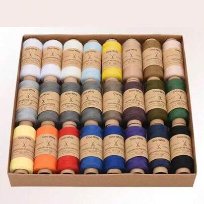 12 Colors Leather Paper Box Sewing Thread, 350m/137.8in Per Roll, Household Sewing Thread, Colorful Hand Sewing Thread, Suitable For DIY Sewing, Embroidery, Mending, Hand Stitching And Sewing Machines