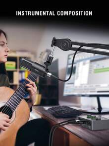 Bộ thiết bị thu âm podcast, bộ dụng cụ ghi âm nhạc, bao gồm micro động và bộ trộn âm thanh USB với đầu vào micro XLR, chức năng giám sát tai nghe, núm điều chỉnh âm lượng, phù hợp cho thu âm giọng nói/lồng tiếng - FIFINE KS6 - màu đen - Xem 8