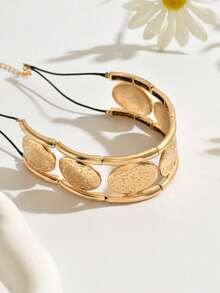 1pc Fashionable Metal Geometric Spiral & Hollowed Out Flower Shaped Necklace Valentines,Mom,Mother,Mother's Day,Gift - 黃金-2 - 查看 2