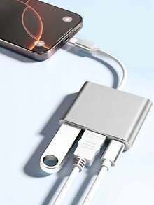 Aluminum Alloy Multi-Function 3-In-1 Expansion Hub | Type-C To HDMI Multimedia Video Expansion Dock USB3.0/HDMI/PD Splitter Hub Suitable For Type-C Laptops, Desktops, Tablets - Multicolor - View 4