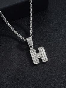 A-Z Bling Bling Letter Pendant Necklace, Cubic Zirconia 26 Alphabet Pendant Necklace With Twisted Chain, Unisex Fashion Hip Hop Jewelry Gift For Friends - Fashionable Rock Candy Letter Pendant Necklace - View 21