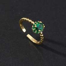 Vintage Grandmother Green Gemstone Ring Eye Snake Metal Ring Niche Design Temperament Open Ring N7DP - E - 查看 1