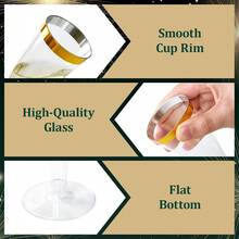 100 Pack Plastic Champagne Flutes, 4.5 Oz Gold Rim Plastic Champagne Glasses, Disposable Clear Toasting Glasses  Champagne Cups For Wedding Party - 預設 - 查看 8