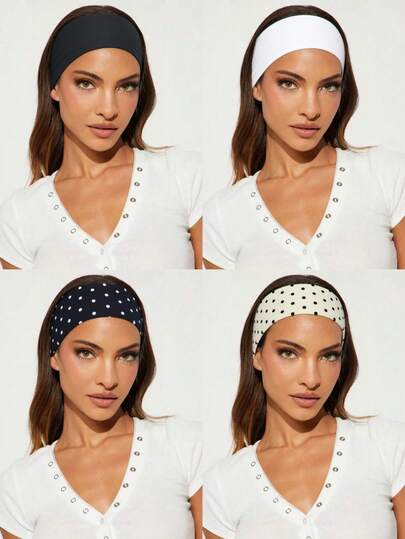 3pcs Retro Polka Dot Print Sports Headbands For Women, Versatile For Daily Life, Street Dance, Travel, Fashion Accessory Fashion Hair Bands Women Bandanas Holiday Essential Hair Accessories