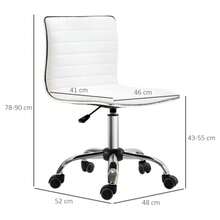 Office Chair Without Armrests, Height Adjustable 78-90 Cm, Cosmetic Chair With Backrest, Up To 120 Kg, Leather, White - White - View 3