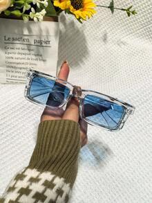 1 Pair Unisex Minimalist Square Design Metal Inlaid Fashion Glasses, Suitable For Cycling, Driving, Dating, Beach, And Daily Wear - Multicolor - View 17