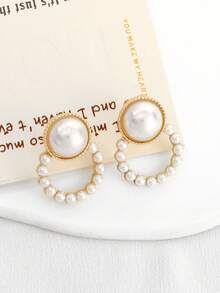 1 Pair Luxurious High-End Elegant Mosquito Coil Pearl Stud Earrings, Versatile & Chic Earrings - Multicolor - View 11