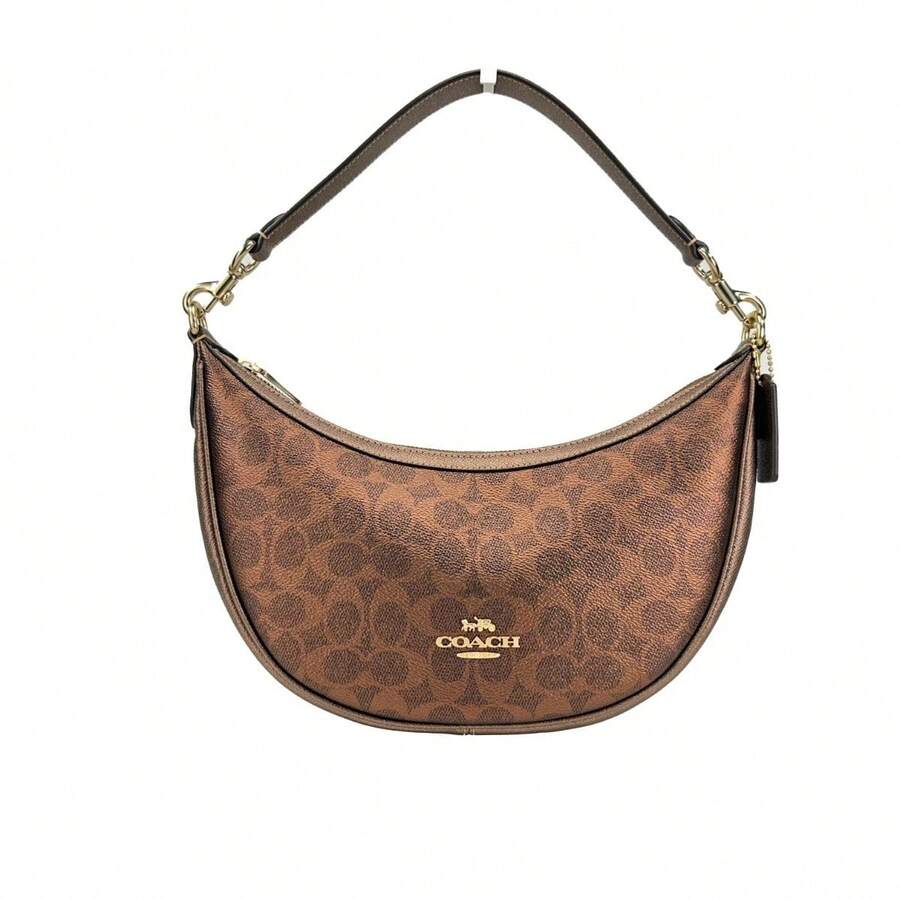 Coach Aria Signature Canvas Shoulder Bag Purse - 棕色 - 查看 1